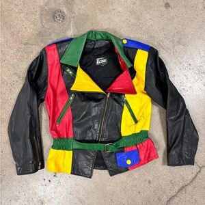AMAZING 1980s vintage leather jacket colorful